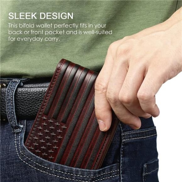 Full Grain Leather Wallets for Men,Bifold Wallets for Men,Mens Leather Wallets - Picture 5 of 6